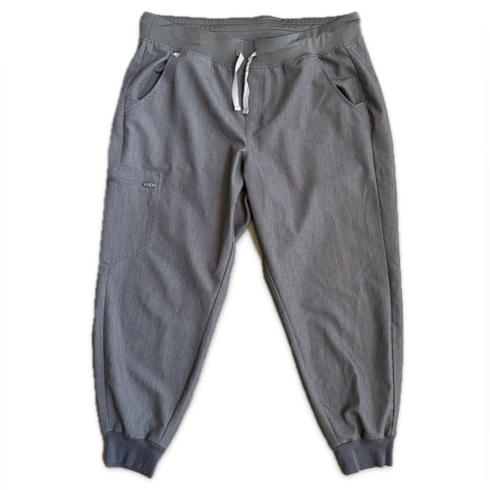 Figs Zamora Jogger Scrub Pants Gray Women’s Size L Petite Stretch Pocket